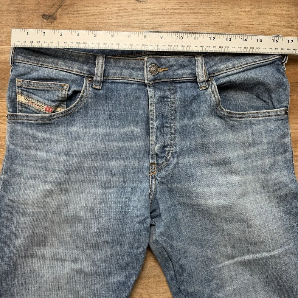 Diesel D-Yennox Jeans Men 32x32 Blue Tapered Stretch Light Wash Distressed 0IHAT